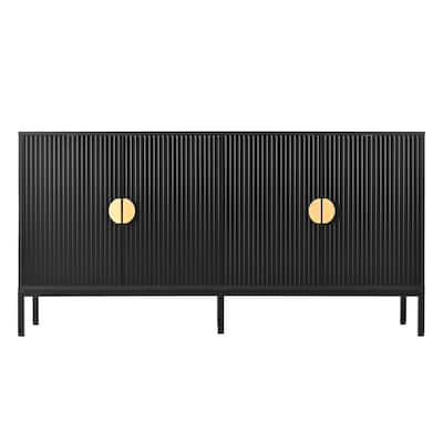 Vertical-Striped Four-Door Sideboard
