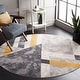 preview thumbnail 2 of 11, SAFAVIEH Odyssey Xaviera Mid-Century Modern Rug 6'7" Round - Grey/Gold Black - Round