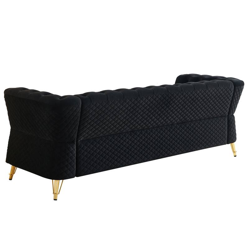 Modern Tufted Velvet Sofa 87.4 inch for Living Room