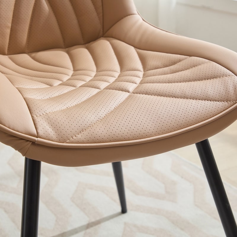 2PCS PU Wood Frame Dining Chair