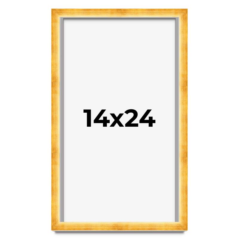 14x24 Shadow Box Frame Gold | 1.625 Inches Deep Real Wood Traditional