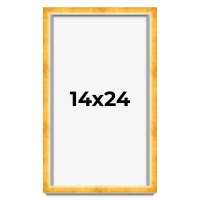 14x24 Shadow Box Frame Gold | 1.625 Inches Deep Real Wood Traditional