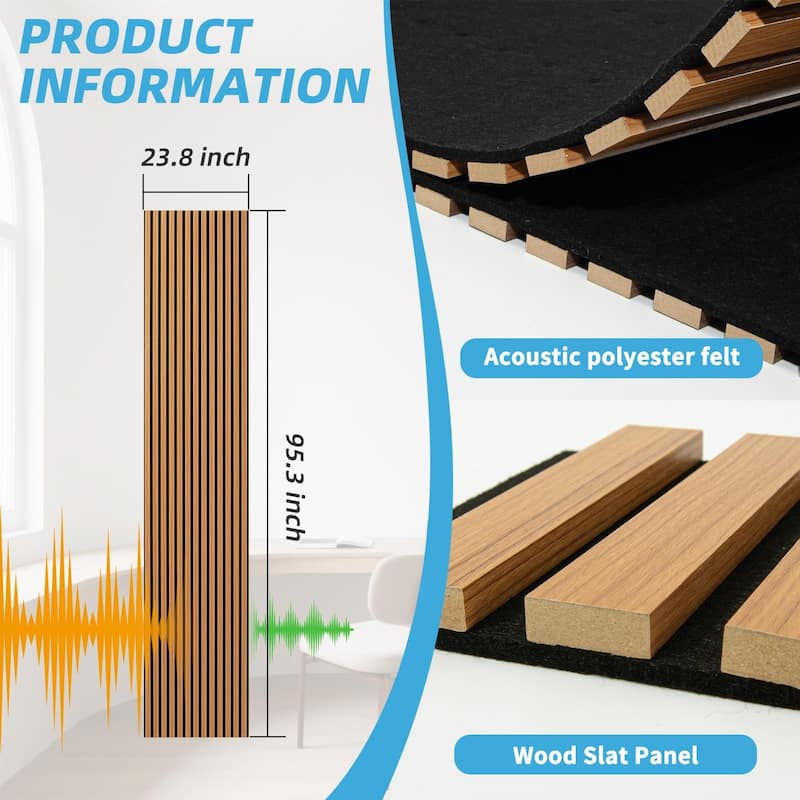 Art3d Flex Acoustic 3D Wall Panel 95.3"x23.8" Teak