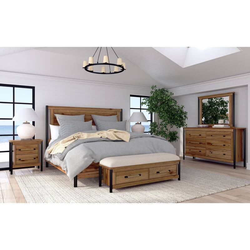 Norcross Wood Panel Bed, Hickory, King