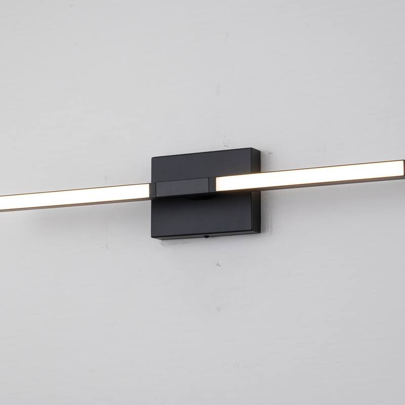 23.6" W Modern Matte Black/Stained Nickel 3000K Dimmable LED Bathroom Vanity Wall Light - Black