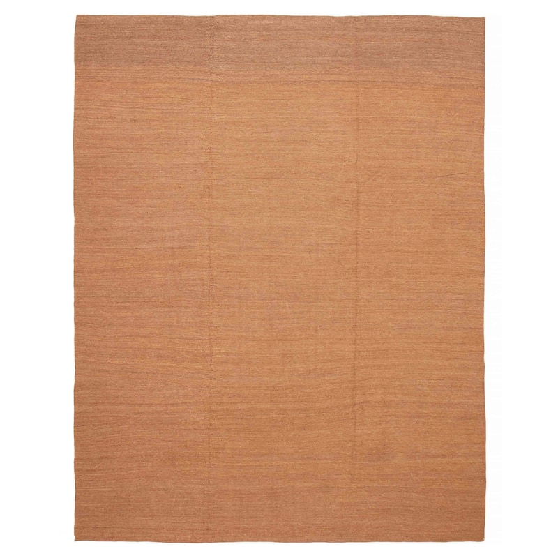 ECARPETGALLERY Flat-Weave Ankara FW Brown Wool Kilim - 9'6 x 12'6 - Light Brown - 9'6 x 12'6