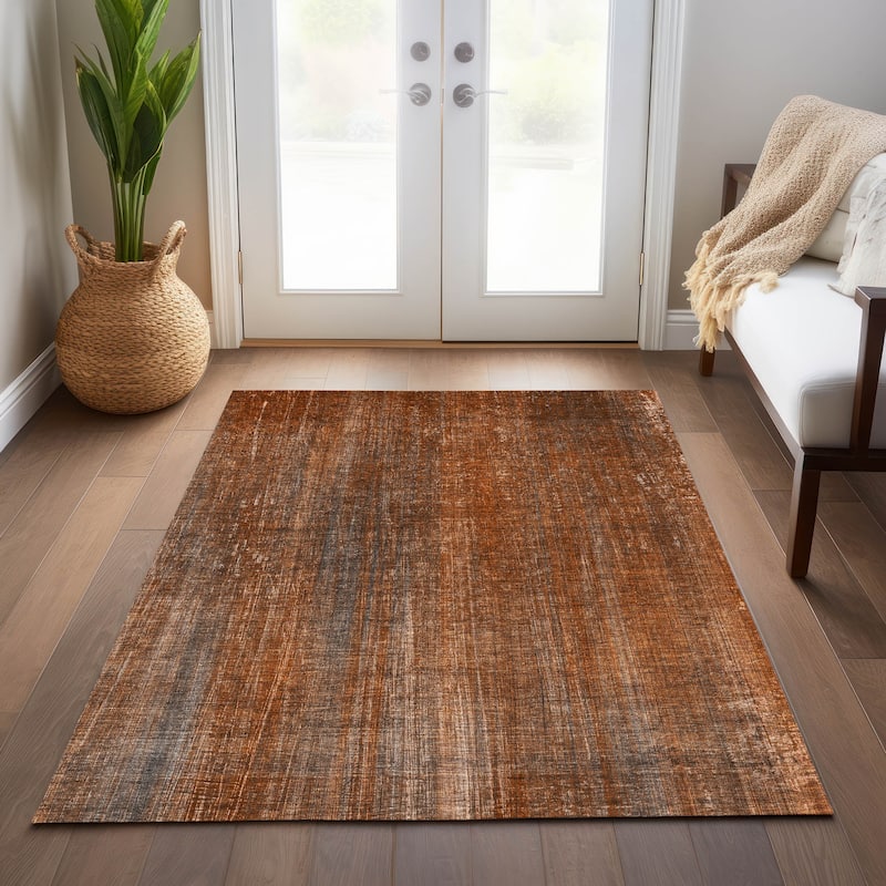 Machine Washable Indoor/ Outdoor Ombre Solid Chantille Rug
