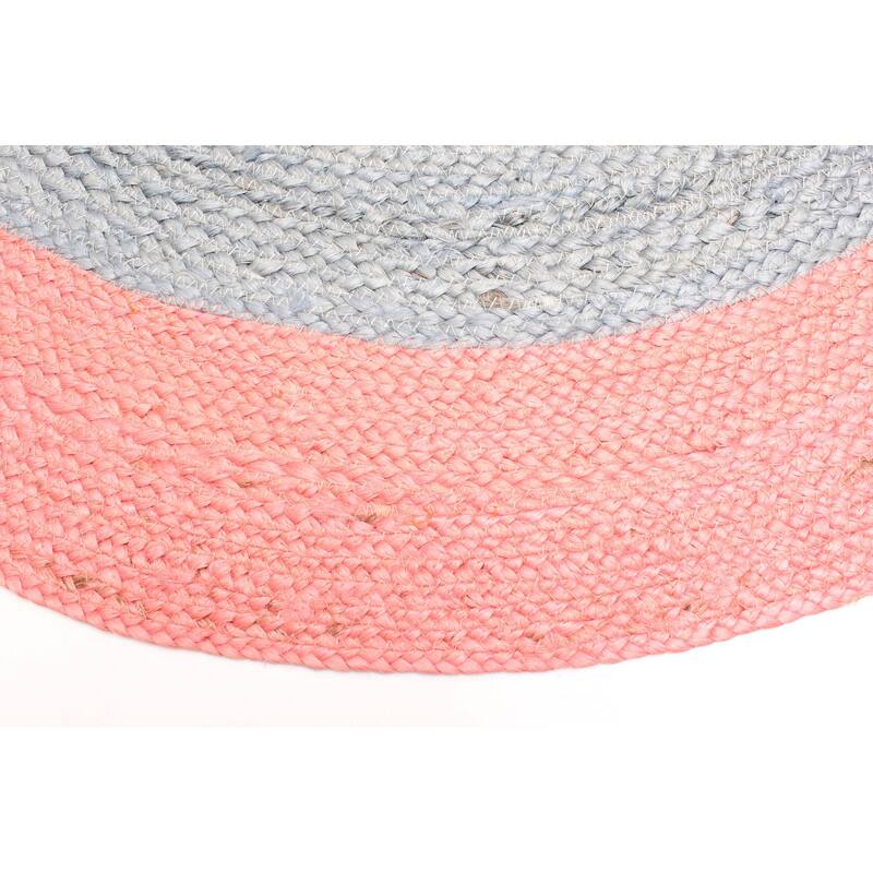 ECARPETGALLERY Braided Weave Palas Denizli Salmon Jute Rug - 3'3 x 3'3