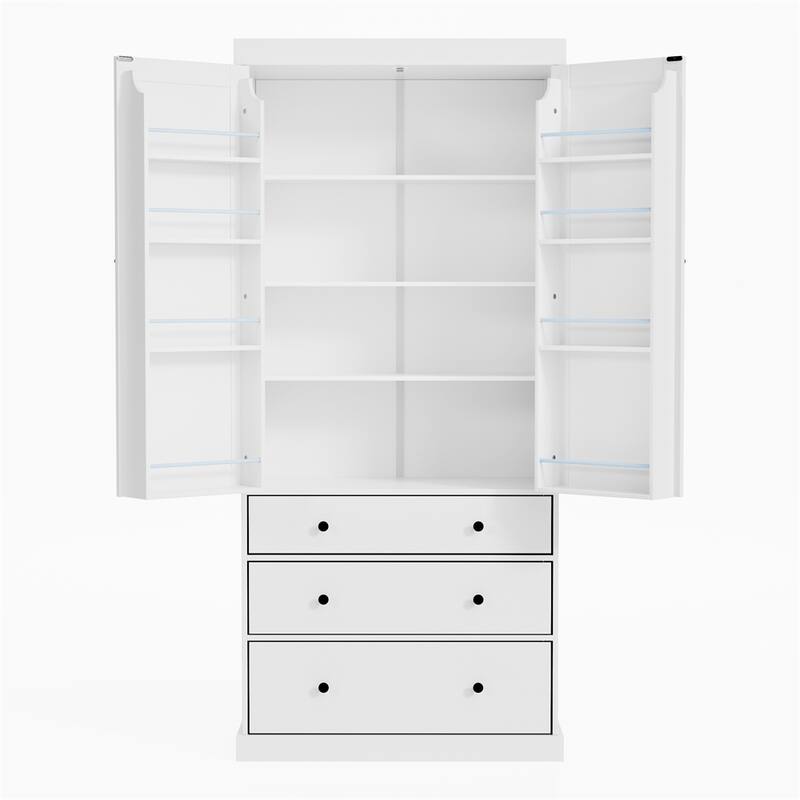 Farmhouse Kitchen Pantry, Freestanding Tall Cupboard Storage Cabinet