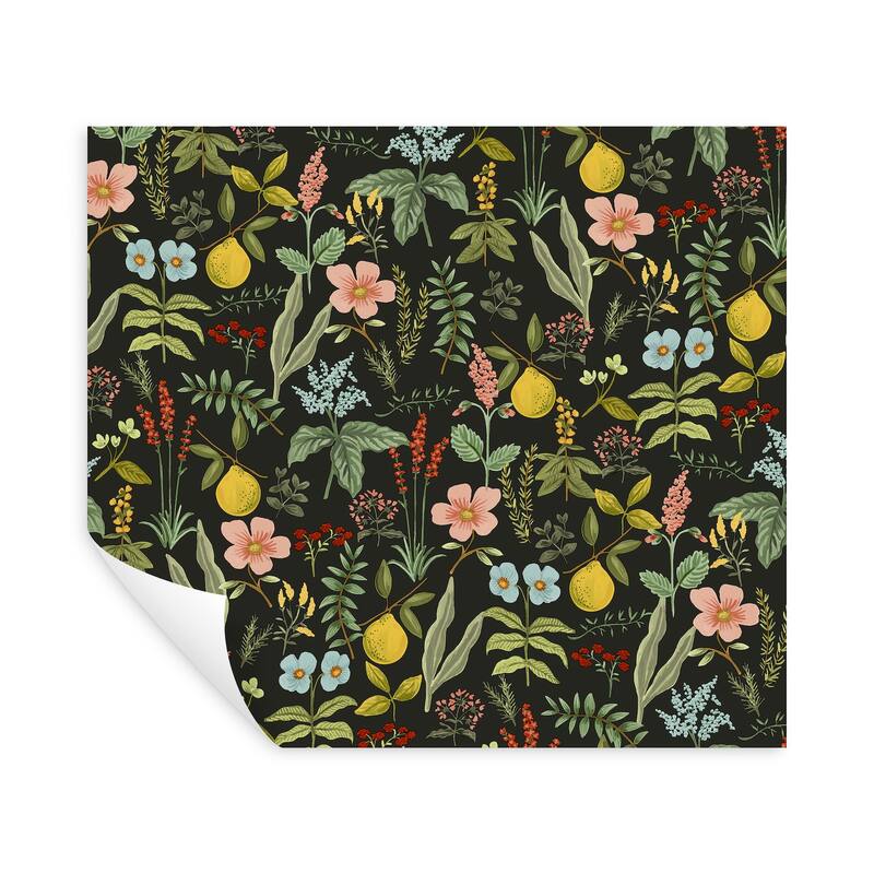 Rifle Paper Co. Herb Garden Black Botanical Premium Peel + Stick Wallpaper