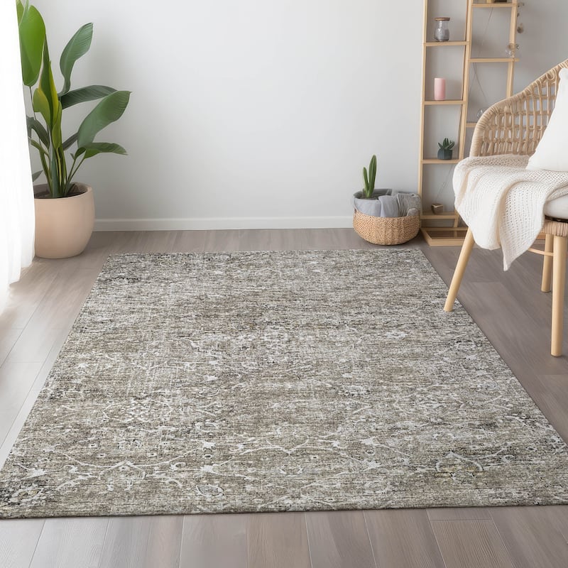 Premium Washable Super Soft Vintage Traditional Mayfield Rug - Pebble - 3' x 5' - Rectangle
