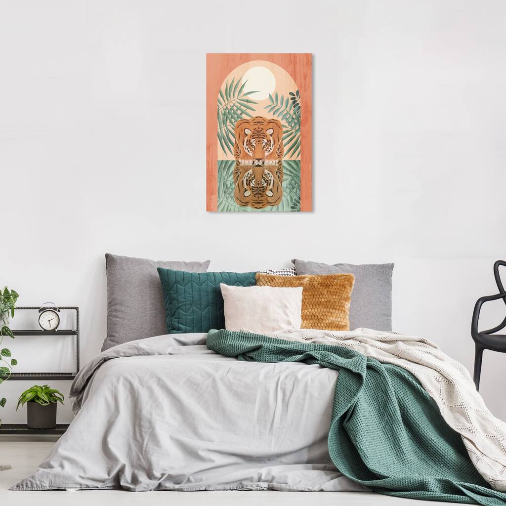 Wynwood Studio Canvas Animals Tigress Reflection Orange and Light Orange Bohemian & Eclectic Wall Art Canvas Print