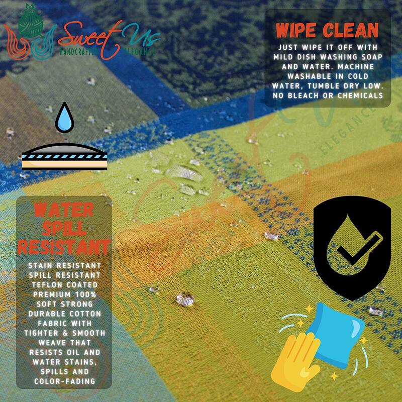 Wipeable Spill Resistant French Cotton Tablecloth