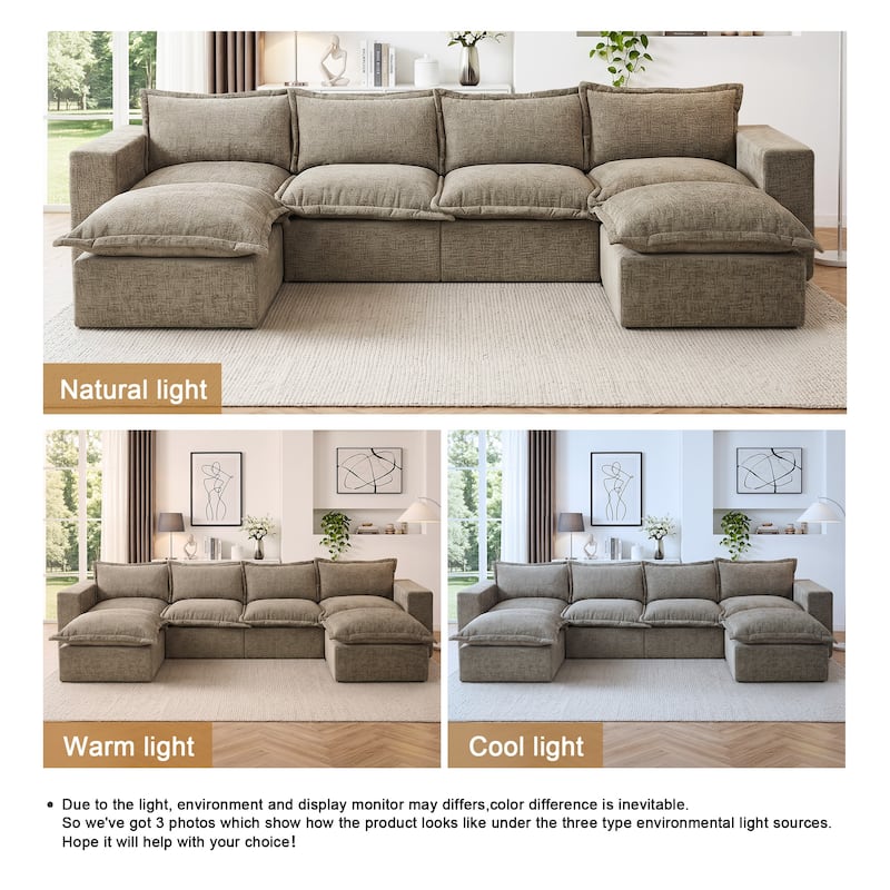 147.9'' W U-Shaped Modular Sectional Sofa Comfy Cloud Couch Chenille Sofa