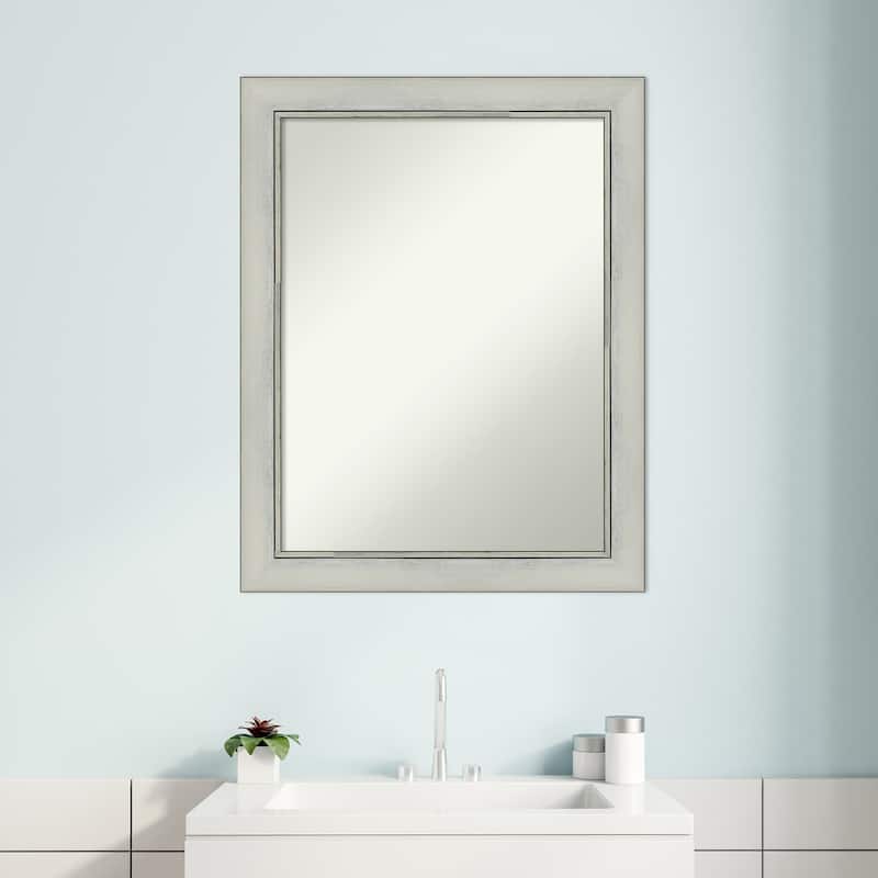 Non-Beveled Bathroom Wall Mirror - Flair Silver Patina Frame
