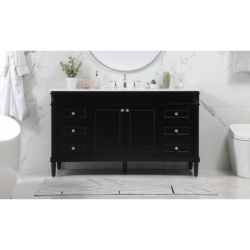 Clarity 48 - 60 Inch Single Bathroom Vanity - 60 Inches - Black
