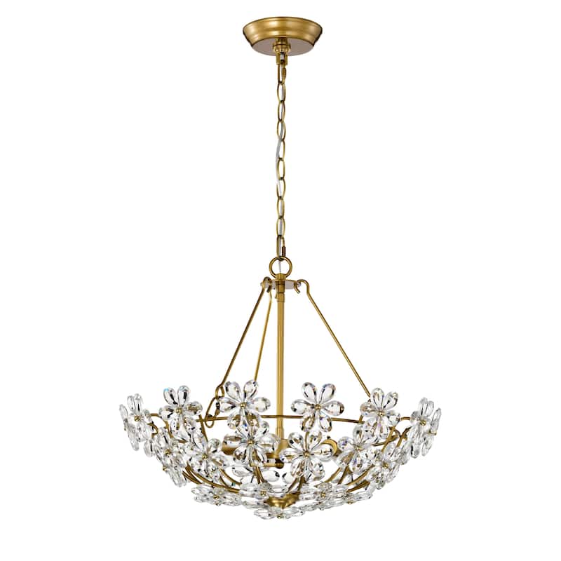 Rosa Glam 3-Light Daisy Crystal Glass Flower Chandelier