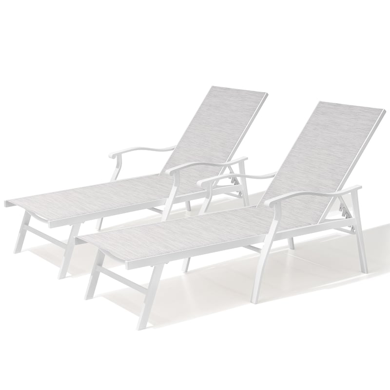 Pellebant 2PCS Patio Aluminum Adjustable Chaise Lounge Chair - N/A