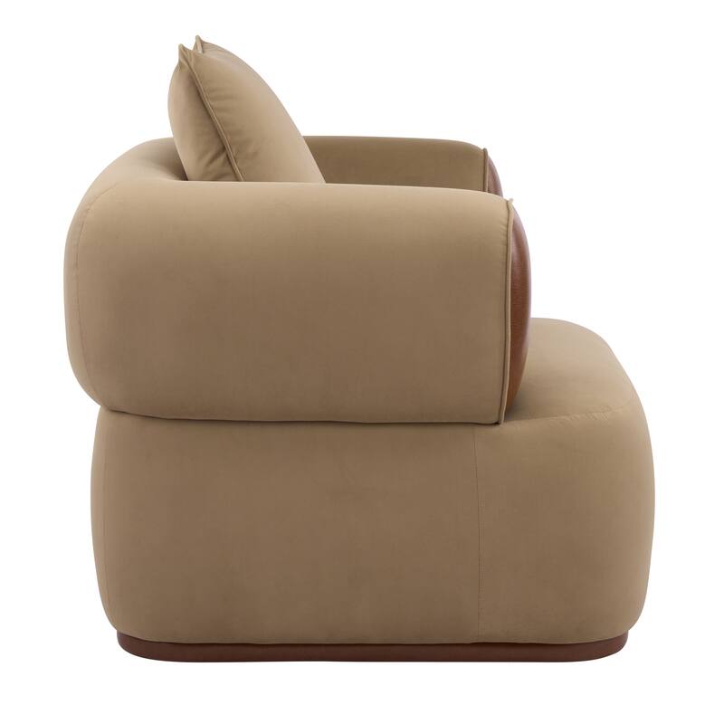 Christopher Knight Home Elyndor Velvet and PU Lounge Chair with Wrap-Around Backrest