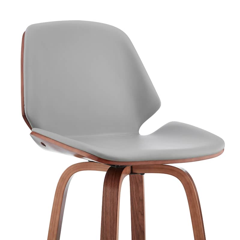 Modern 26" Swivel Bar Stool with Faux Leather Seat and Iron Legs for Kitchen Island - 40”H x 19”W x 20”D