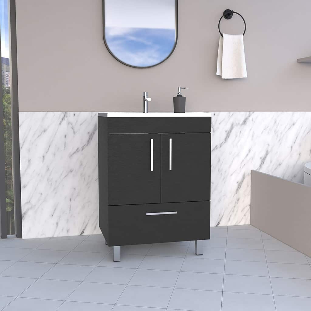 Compact Bathroom Vanity with Double Door Storage, Drawer, and 29.5" Superior Top - 17.7"x23.6"x33.5" - 23.6in L