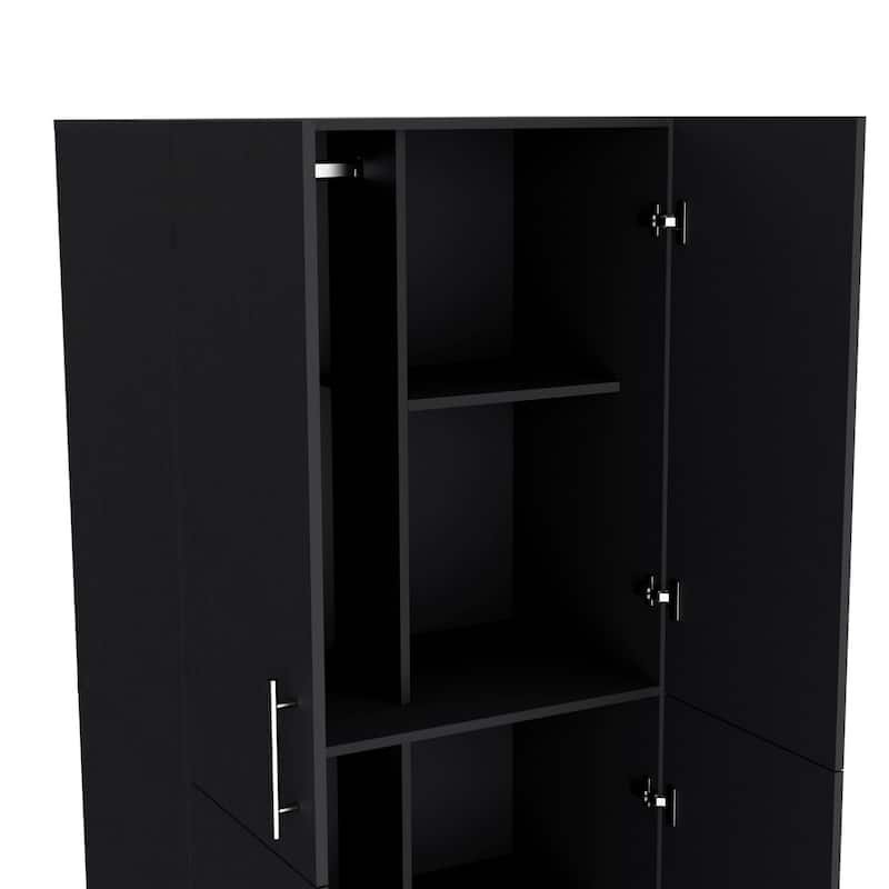 18.9" Modern Double-door Armoire with 6 Shelves and 2 Hanging Rods for Bedroom