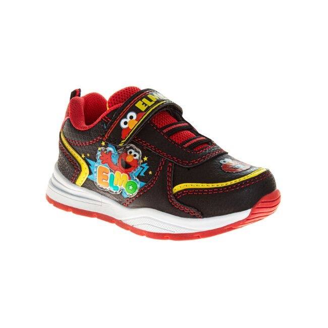 Sesame Street Kids Light Up Elmo Hook and Loop Fashion Sneaker. (Toddler/Little Kids) - Black/Red - 5T