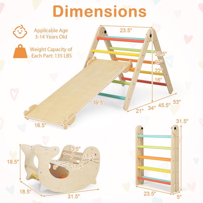 Gymax 7-in-1 Indoor Climbing Toys for Toddlers w/ Reversible Ramp Sea