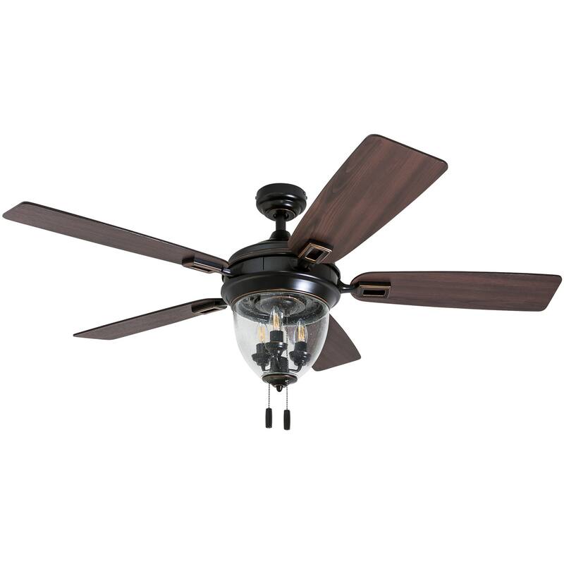 52" Honeywell Glencrest Espresso Indoor/Outdoor LED Ceiling Fan with Light, Pull Chain, ETL Damp Rated