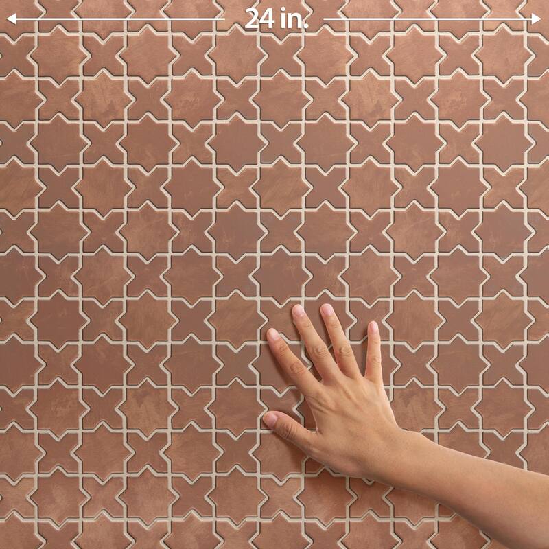 Merola Tile Sentier des cotto 2" Star Cross 11-7/8" x 11-7/8" Porcelain Mosaic Floor and Wall Tile