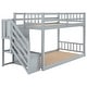 preview thumbnail 9 of 16, Twin over Twin Floor Bunk Bed, Ladder with Storage, Provide Maximum Security: Double Guardrail For Upper Bed,Gray
