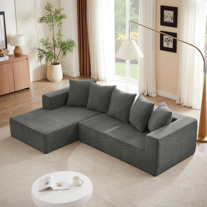 Chenille L-Shaped Sectional Sofa, Luxury Cloud Couch for Living Room
