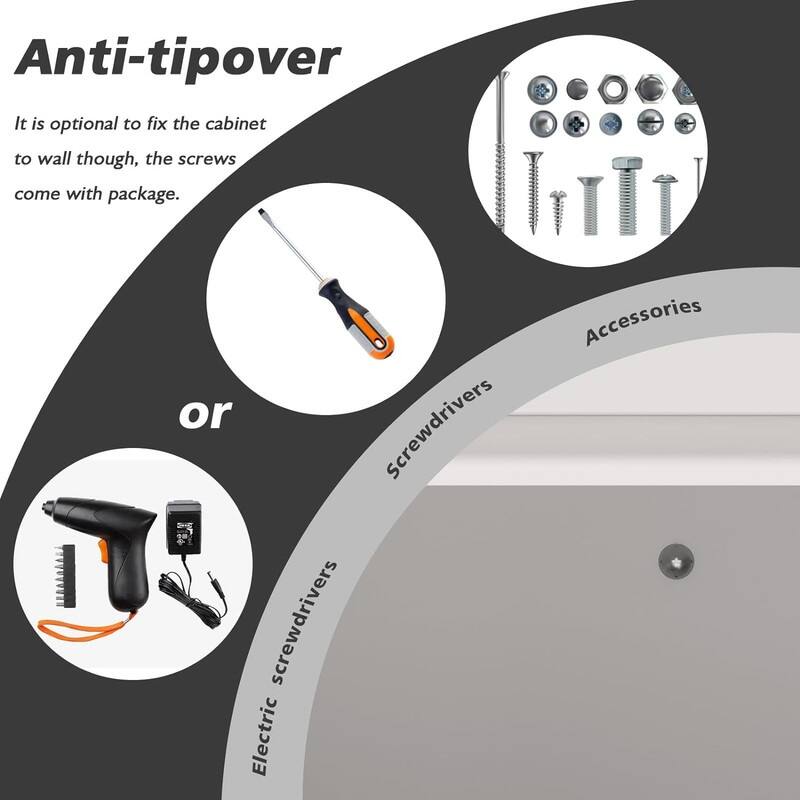 72"H Metal File Storage Cabinet with 2 Doors & 4 Adjustable Shelves