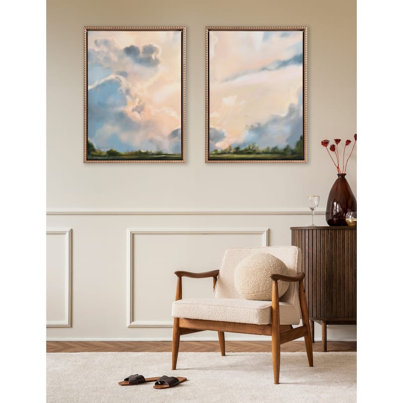 Kate and Laurel Sylvie Beaded Clouds Framed Canvas Set by Mary Sparrow