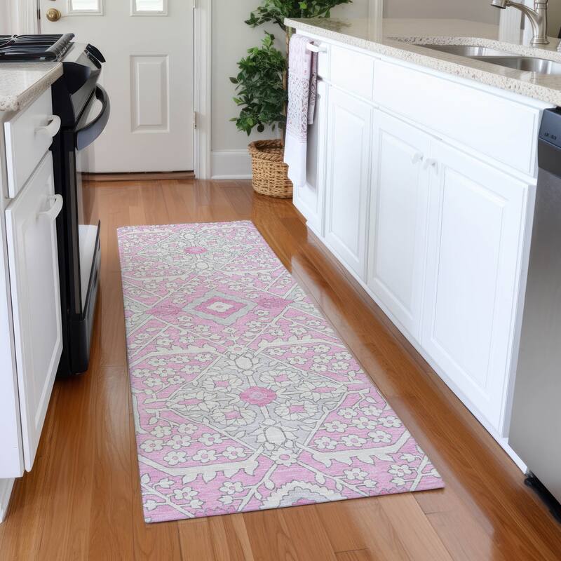 Premium Washable Super Soft Traditional Agra Mayfield Rug - Pink - 2'3" x 7'6"