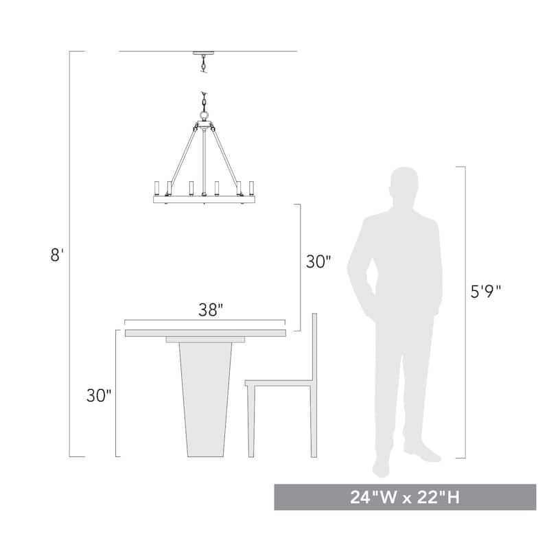 Alastair 6 Light Chandelier - 27x22"