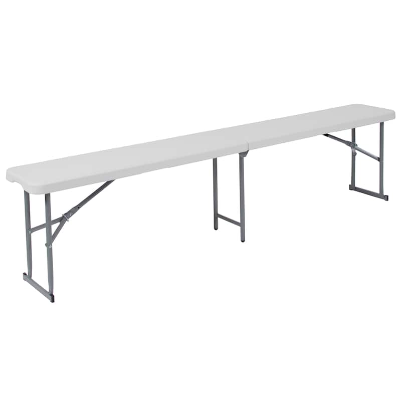 10.25"W x 71"L Bi-Fold Granite White Plastic Bench with Carrying Handle
