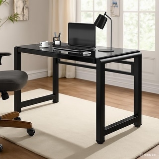 Moder Tempered Glass Computer Desk Waterproof Office Table for Home ...