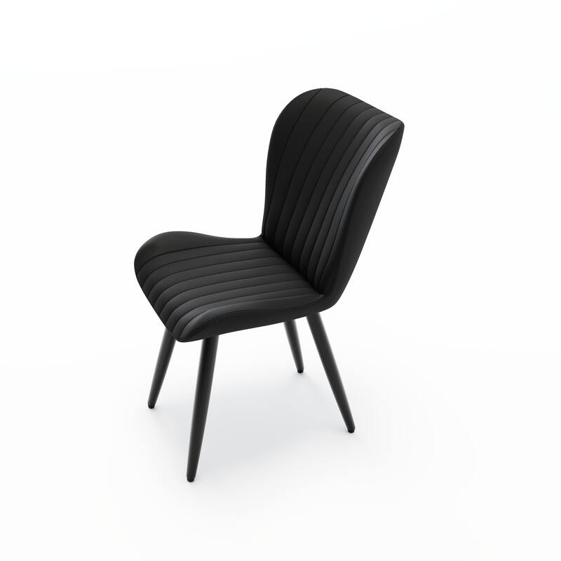 Set of 2 Modern PU Leather Dining Chairs with Thick Cushions & Metal Legs, Armless Faux Leather Side Chairs for Kitchen