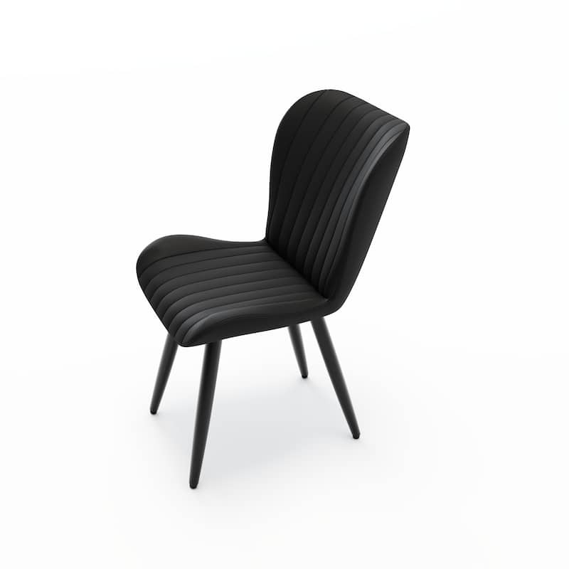 Set of 4 Modern PU Leather Dining Chairs with Thick Cushions & Metal Legs, Faux Leather Side Chairs for Kitchen