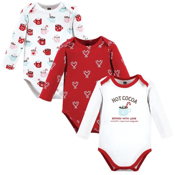 slide 1 of 1, Hudson Baby Infant Girls Cotton Long-Sleeve Bodysuits, Hot Cocoa 0-3 Months - Hot Cocoa