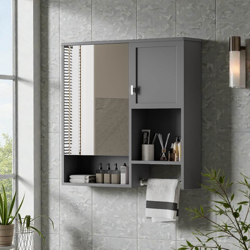 Modern Bathroom Mirror Medicine Cabinet Wall Mounted, 29 Inch Over the Toilet Space Saver Storage Cabinet