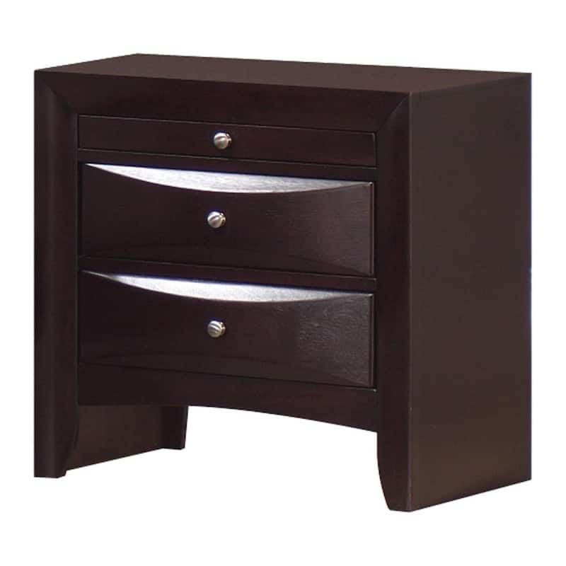 Mahogany 2-Drawer Wooden Nightstand with Pull-Out Tray and Bronze Knobs for Elegant Bedrooms
