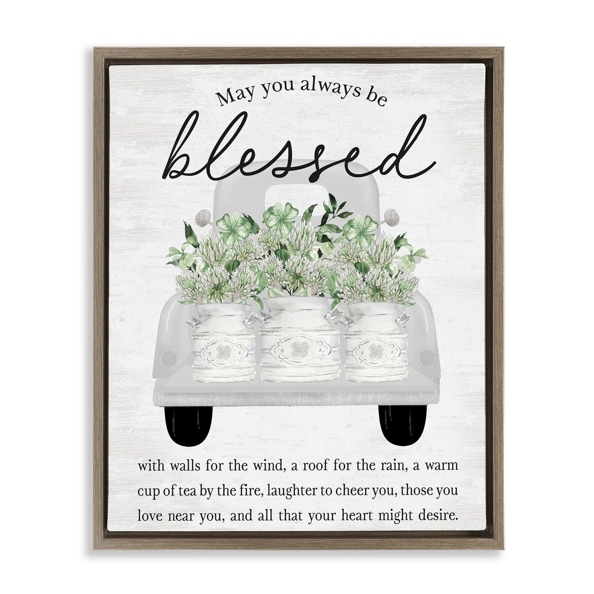 Stupell Always Be Blessed Spring Florals Framed Floater Canvas Wall Art Design By Lettered and Lined