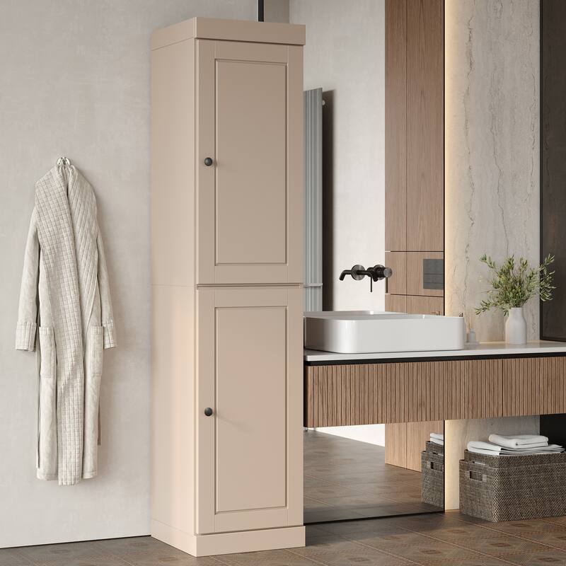100% Solid Wood 16.5" Bathroom Cabinet with Optional Doors by Palace Imports - Beige-Solid
