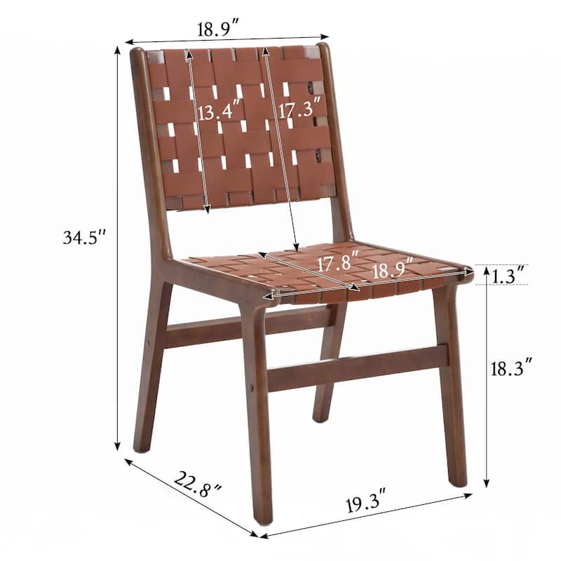 Saddle Leather Woven Dining Chair