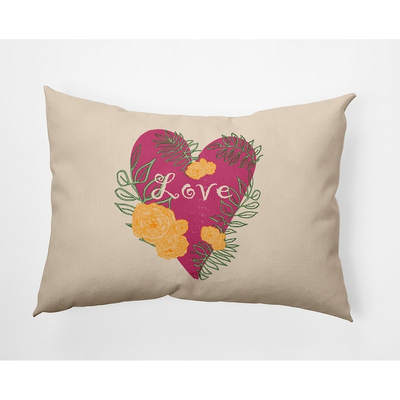 Love And Roses Valentines Day Decorative Throw Pillow - 14" x 20" - Pink
