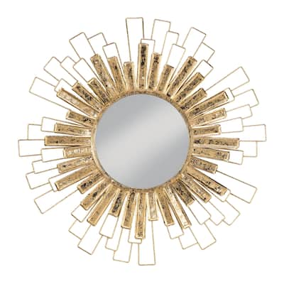 Gold Foil Sunburst Wall Mirror - Antique Gold