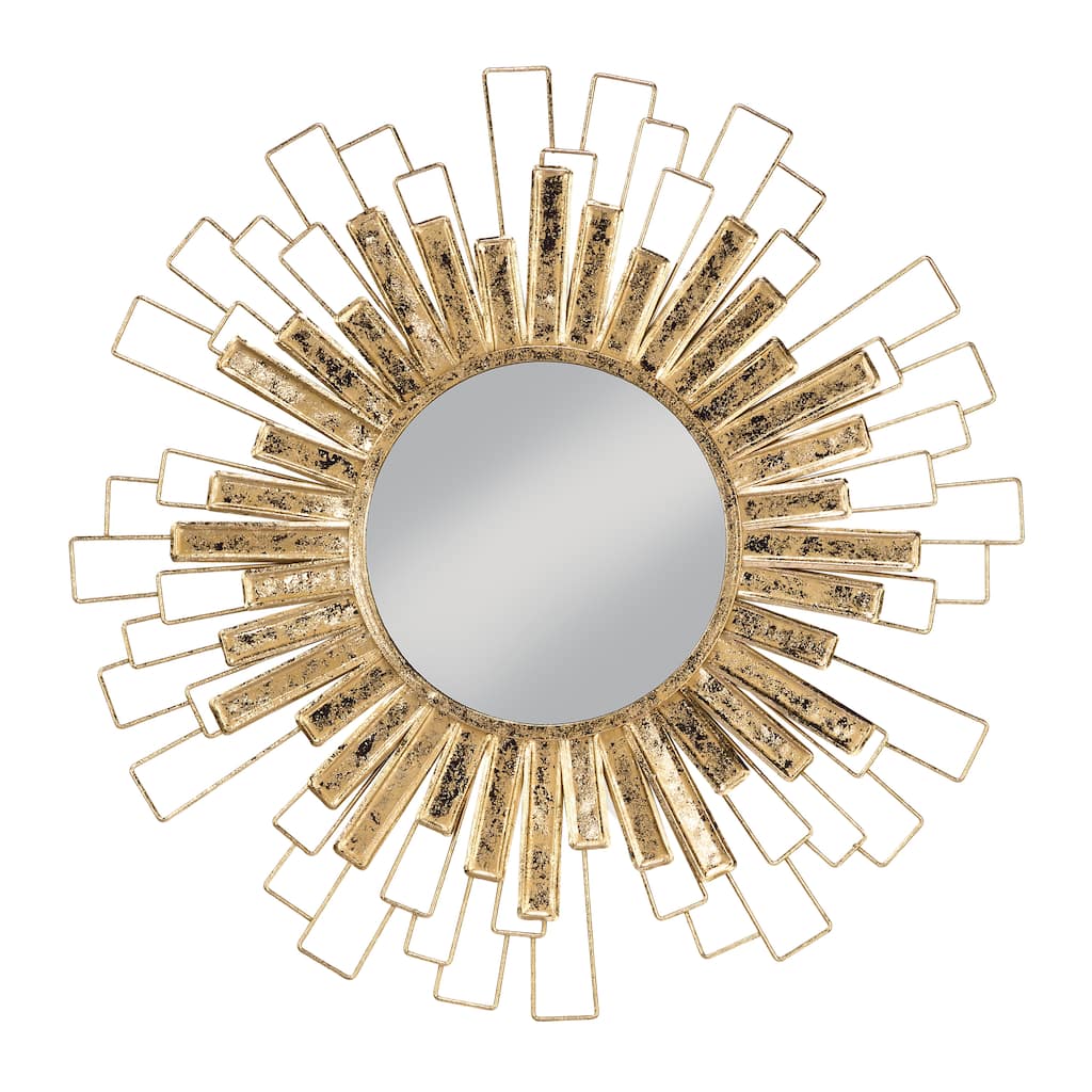 Gold Foil Sunburst Wall Mirror - Antique Gold