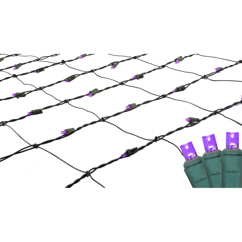 4' x 6' Purple LED Wide Angle Net Style Christmas Lights - Green Wire